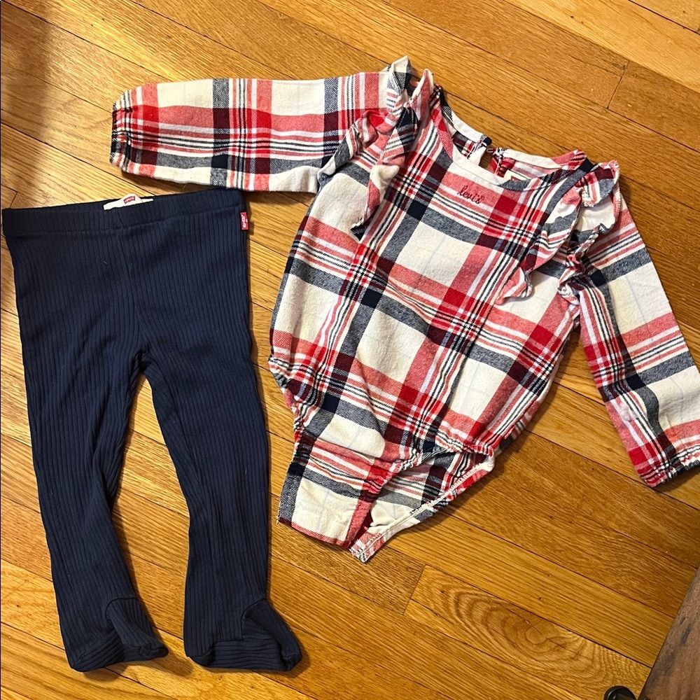 Levi's Red and Blue Plaid Kids Matching Set